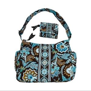NWOT Vera Bradley On the Go Java Blue Crossbody/Shoulder Quilted Purse & Wallet
